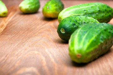 Mini cucumbers on table
