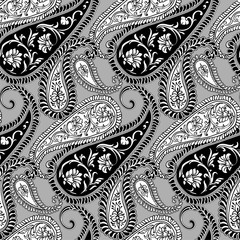 Paisley - seamless ethnic pattern. Floral oriental ethnic background. Arabic and indian tribal ornament. Ornamental motives of the paintings of oriental fabric patterns.