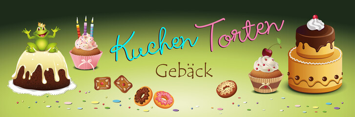 Kuchen Torten u Gebäck Banner
Vektor Illustration
