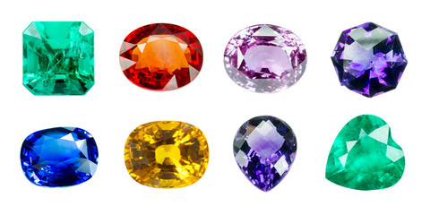 Fototapeta premium Bright gems isolated on white background