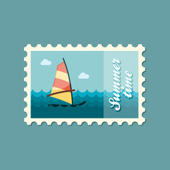 Board Windsurfing stamp. Summer. Vacation