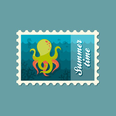 Octopus stamp. Summer. Vacation