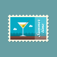 Martini. Cocktail stamp. Summer. Vacation