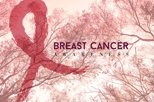 Breast cancer campaign design on nature background