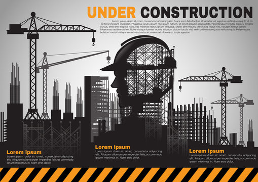 Building under Construction site,Vector illustration template design