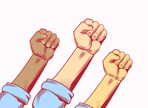 poster to national labor day hands with fists raised