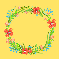  banner with flowers and leaves on a yellow background