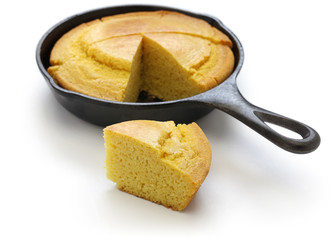 homemade cornbread in skillet, southern cooking