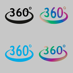 Angle 360 degrees sign icon. Geometry math symbol. Full rotation. colourful buttons. Vector