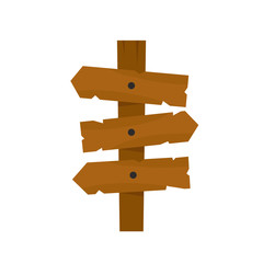 Wooden direction arrow sign icon