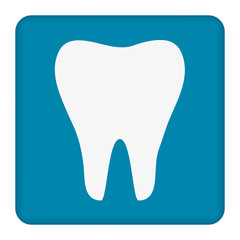 Tooth icon. Healthy tooth. Oral dental hygiene. Children teeth care. Tooth health. Blue background. Flat design. Vector illustration