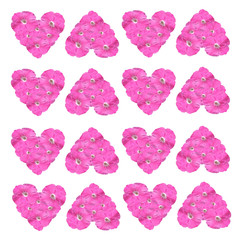 Beautiful pattern of hearts from pink petunias 