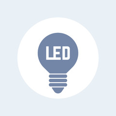 led light bulb icon isolated on white, vector illustration