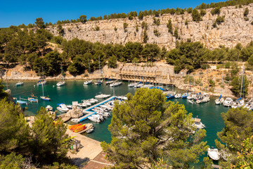 Naklejka premium Old town and harbor in Cassis, beautiful village in the Provence, Cote dAzur, France