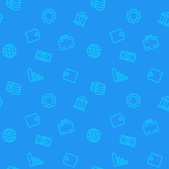 seamless pattern, finance, money, blue background, vector illustration