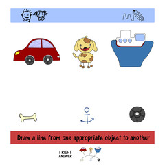 Homework for kids How to draw a line between the objects.