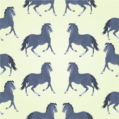 Seamless  texture black  horses stallions vector illustration