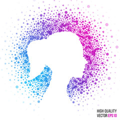 Female head silhouette design for greeting card template, woman 