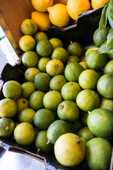 Green mandarin at the supermarket