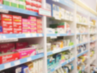 Blurred pharmacy store