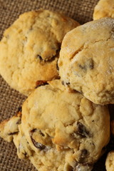 Scones hessian / Homemade scones on a hessian background