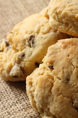 Scones hessian / Homemade scones on a hessian background