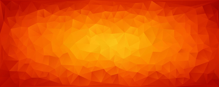 Vector Illustration - Bright abstract mosaic of yellow-orange triangles. Banner. Background.