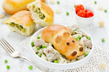 Snack patties stuffed with vegetables for baby dining meal