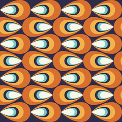 Vintage styled drops seamless pattern geometric shapes in 1970s style. Can be used for web, print and book design, home decor, fashion textile, wallpaper. - 116426384