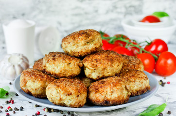 Delicious homemade cutlets with crispy crust of bread crumbs