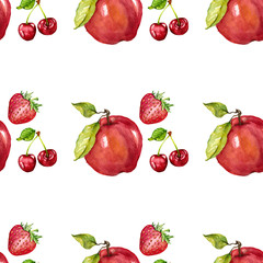 Watercolor seamless pattern with fruits