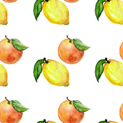 Watercolor seamless pattern with fruits