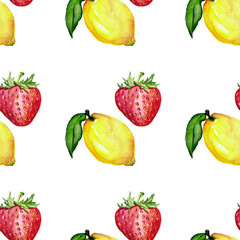 Watercolor seamless pattern with fruits