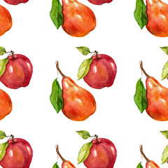 Watercolor seamless pattern with fruits