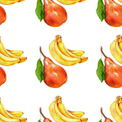 Watercolor seamless pattern with fruits