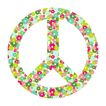 Peace symbol with flowers
