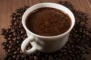 espresso and coffee beans