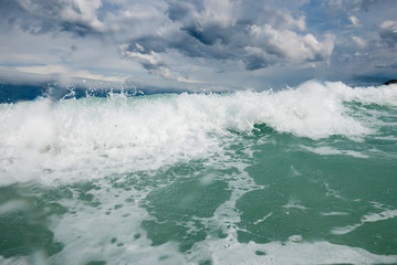 Fototapeta na wymiar stormy adriatic sea in Baska, Croatia