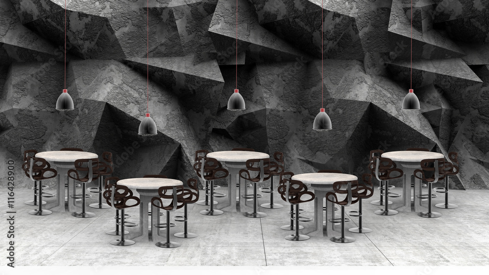 Wall mural Interior design pub, a wall made of concrete.