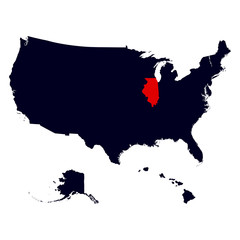 Illinois State in the United States map