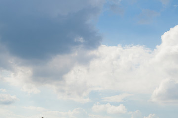 beautiful blue sky and sun light, The formation of rain clouds.