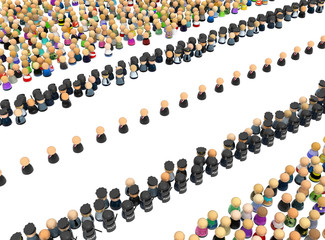 Obraz premium Cartoon Crowd, Procession Security