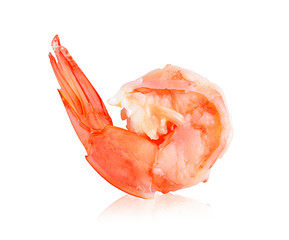 Cooked shrimp isolated on white background.