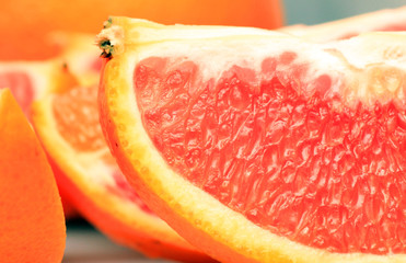 Close up shot of orange pulps. 