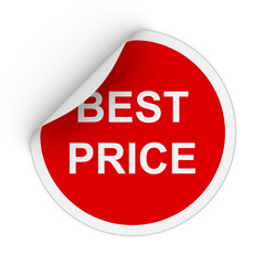 Best Price Text Red Circle Sticker with Peeling Corner 3D Illustration