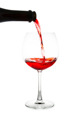 red wine pouring  isolated