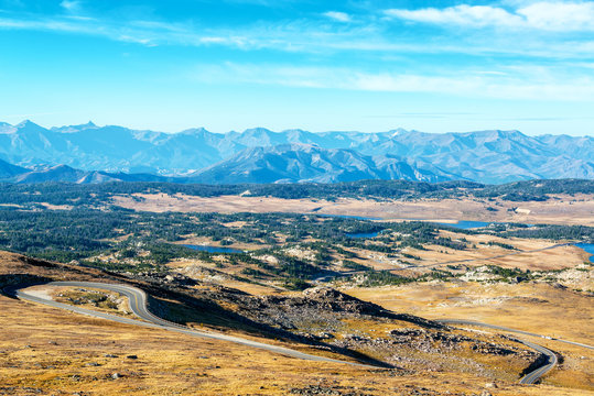 View of Shoshone National Forest in the Beartooth Mountains in Montana and Wyoming