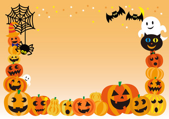 ハロウィン素材　ジャックオーランタン　お化け　フレーム
