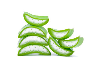 aloe vera fresh leaf. isolated over white