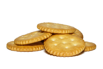 crackers or biscuits on white background